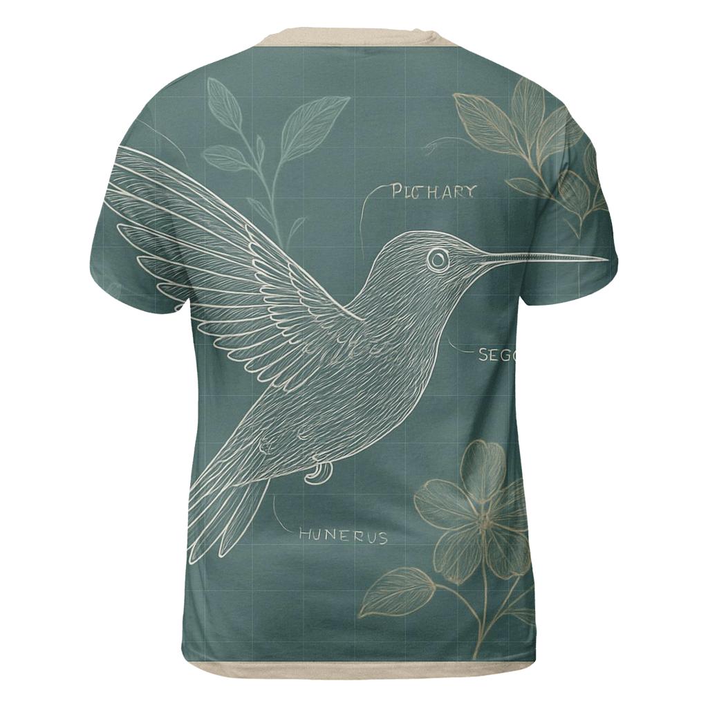 Botanical Blueprint Hummingbird statement graphic shirts