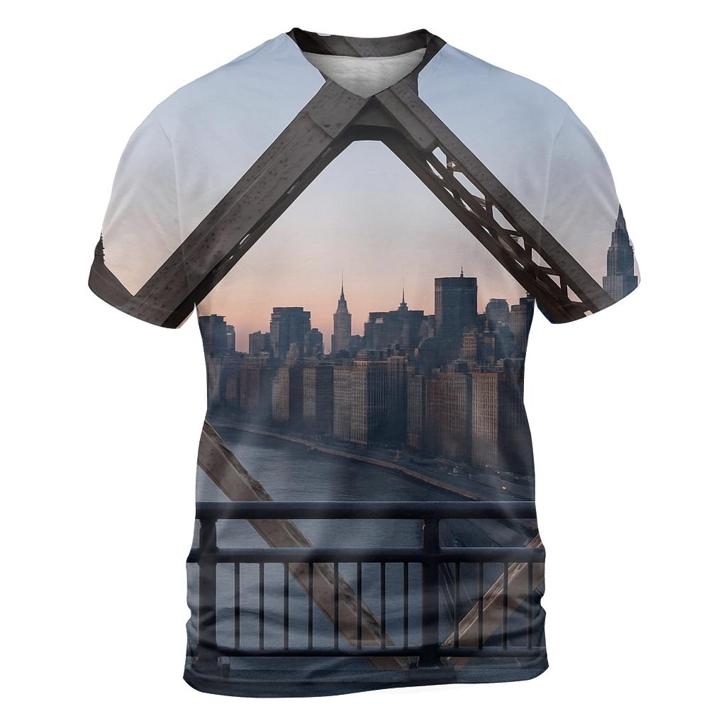 Queensboro Bridge Framing The East Side Skyline At Dawn unique graphic print tees