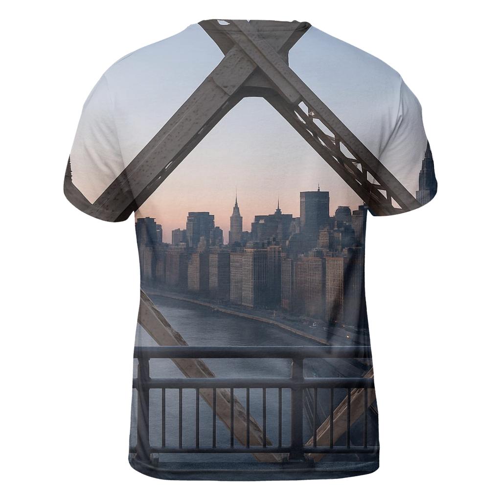 Queensboro Bridge Framing The East Side Skyline At Dawn unique graphic print tees