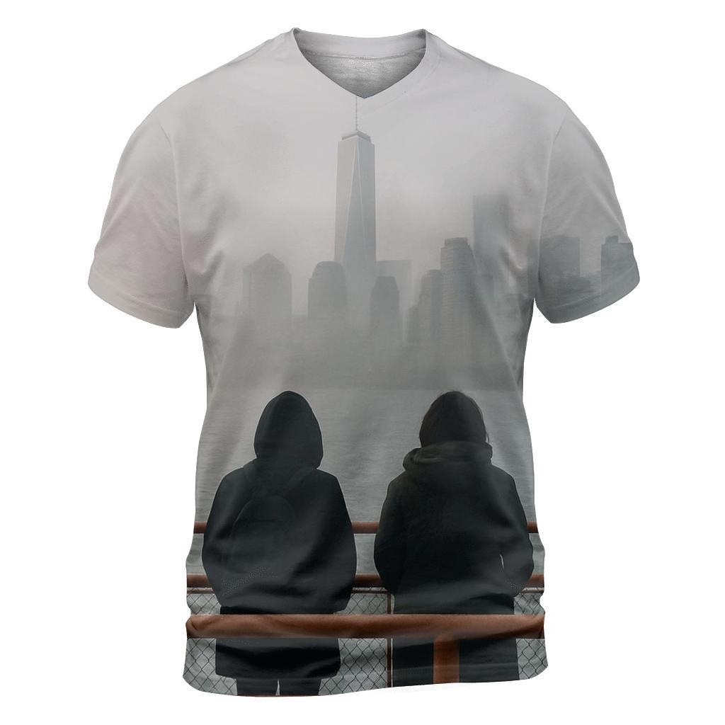 Harbor Fog Revealing Lower Manhattan From Staten Island Ferry Deck vibrant all-over design tees