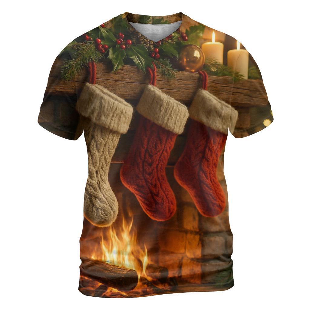 Hearthside Stockings And Quiet Snow Glow designer pattern shirts