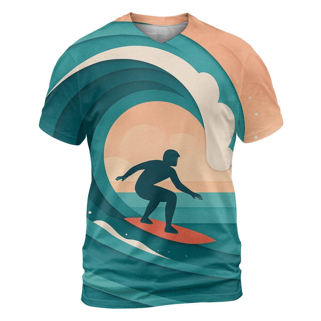 Wave Break Surf Silhouette creative print fashion shirts