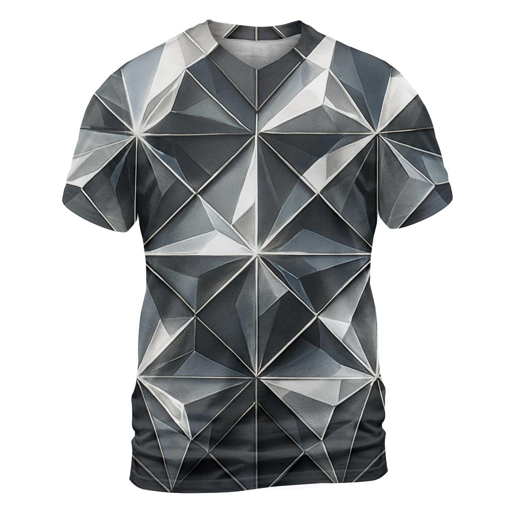 Silver Charcoal Facet Lattice statement graphic shirts