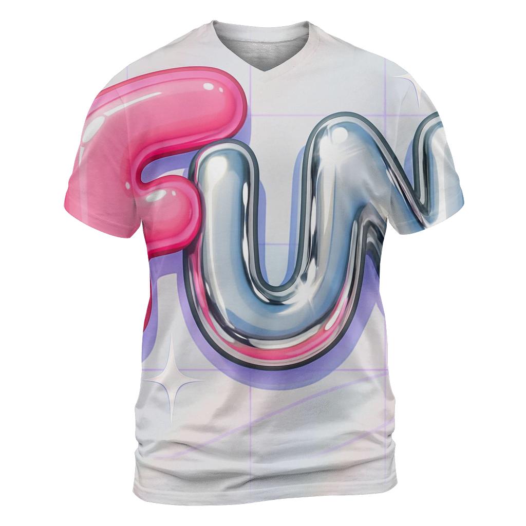 Candy Chrome Bubble Letters trendy printed shirt styles