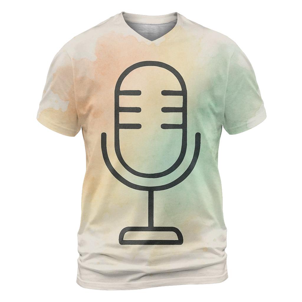 Microphone Nebula Bloom artistic all-over print tops