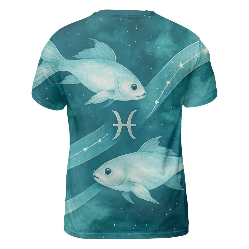 Pisces Twin Fish Cosmic Ribbon creative print fashion shirts