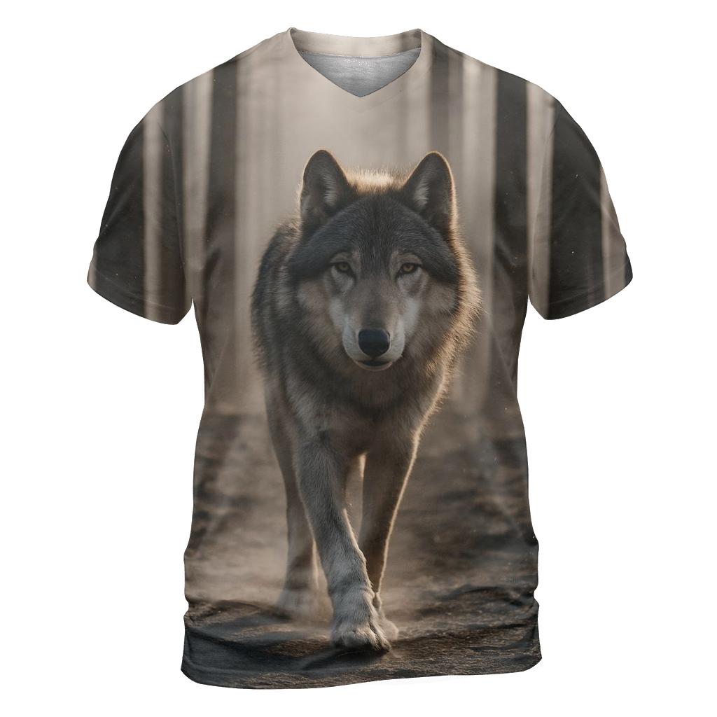 Forest Wolf In Postfire Landscape With Charred Pines unique graphic print tees