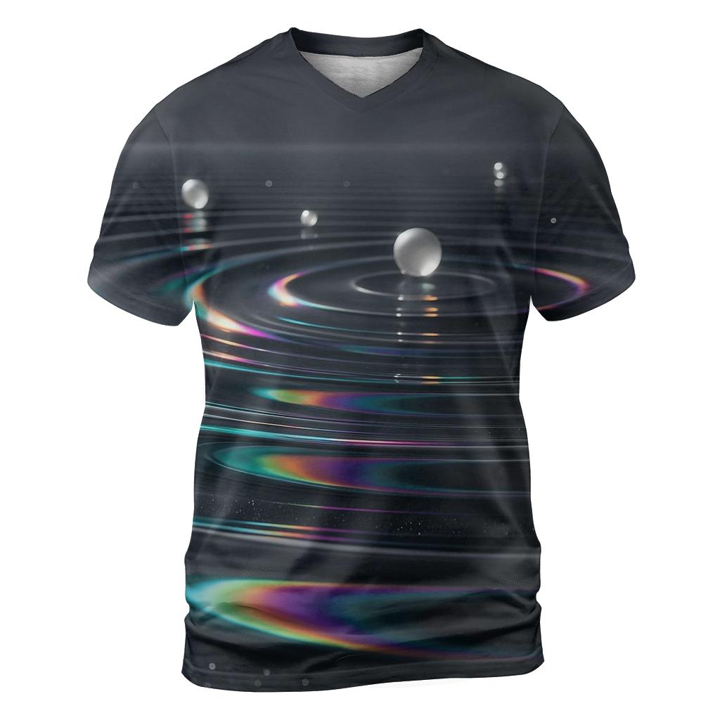 Holographic Ripple Mirror Pool artistic all-over print tops