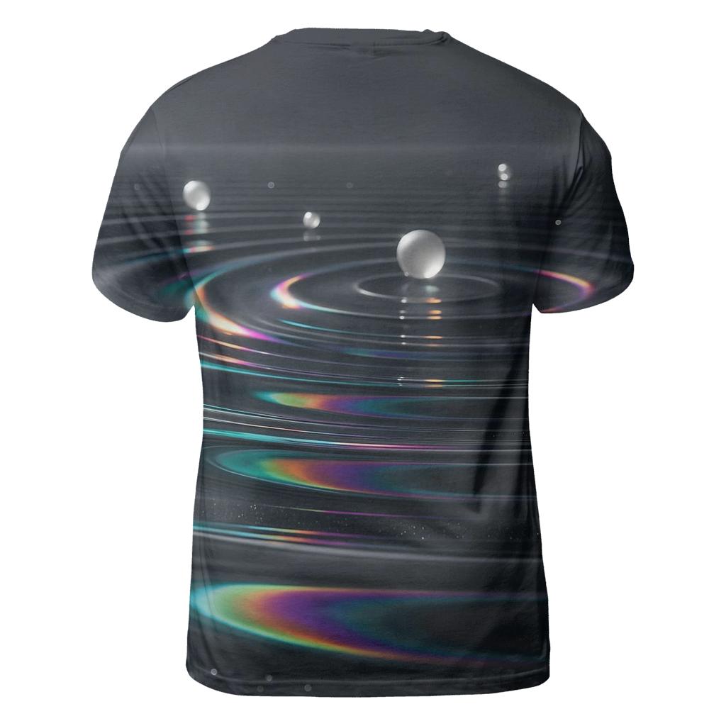 Holographic Ripple Mirror Pool artistic all-over print tops