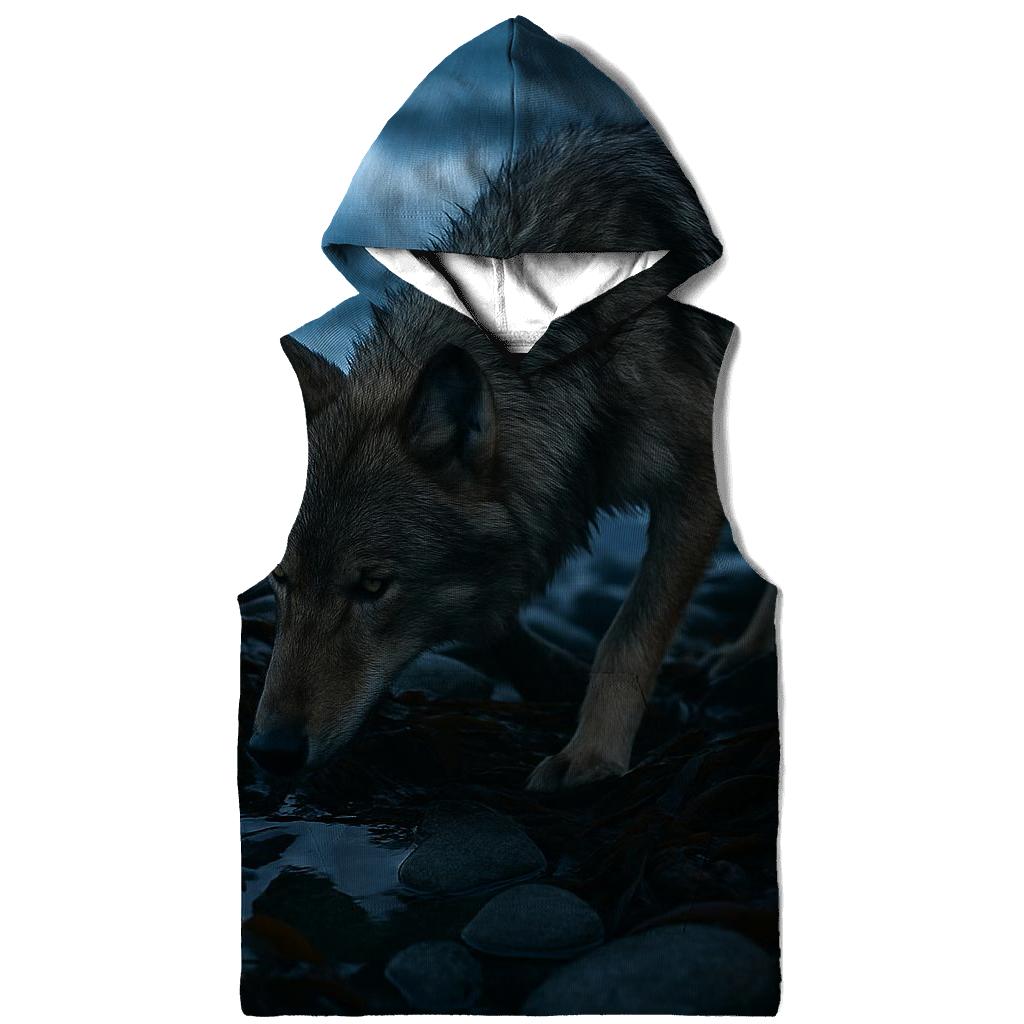 Coastal Wolf In Kelp Wrack At Low Tide lightweight hoodies