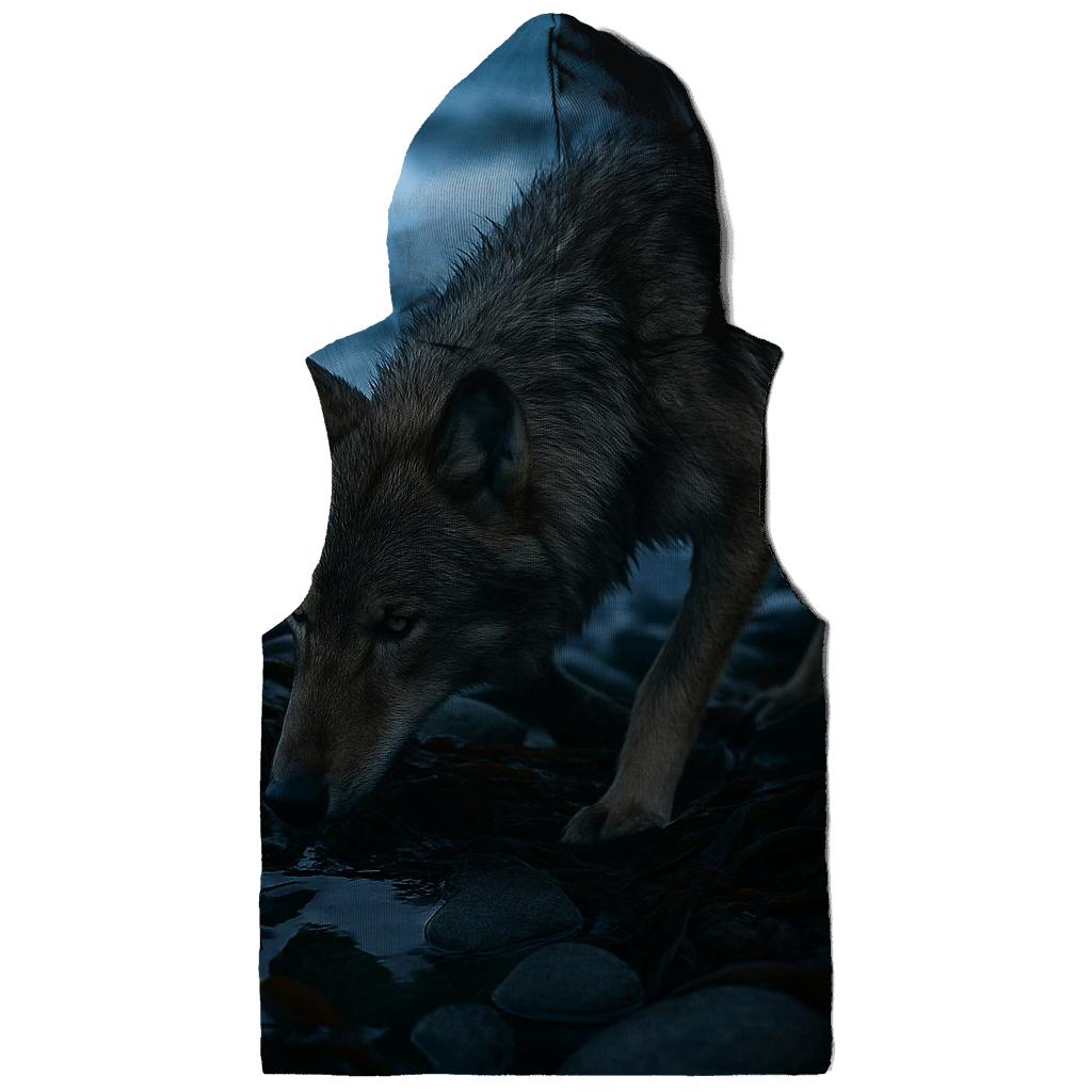 Coastal Wolf In Kelp Wrack At Low Tide lightweight hoodies