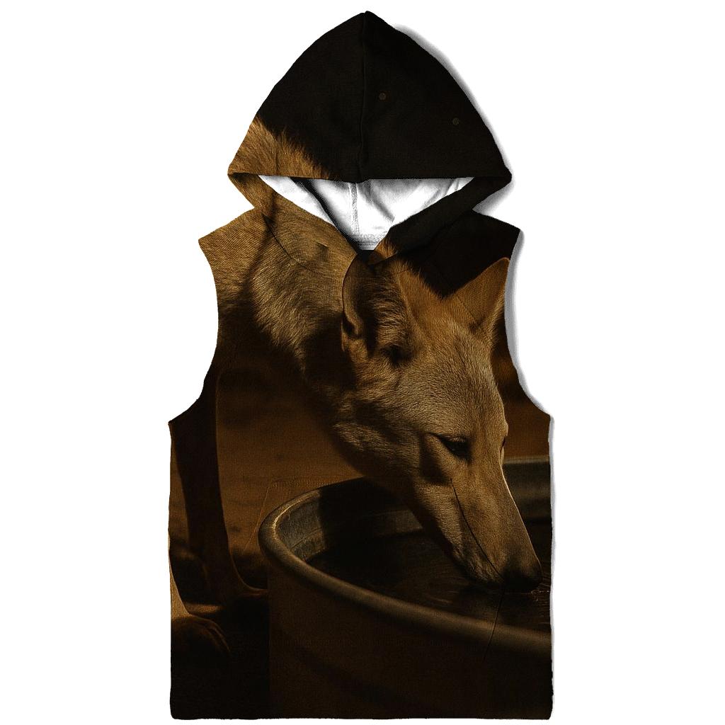 Desert Wolf Drinking At Remote Cistern At Night hoodie trends
