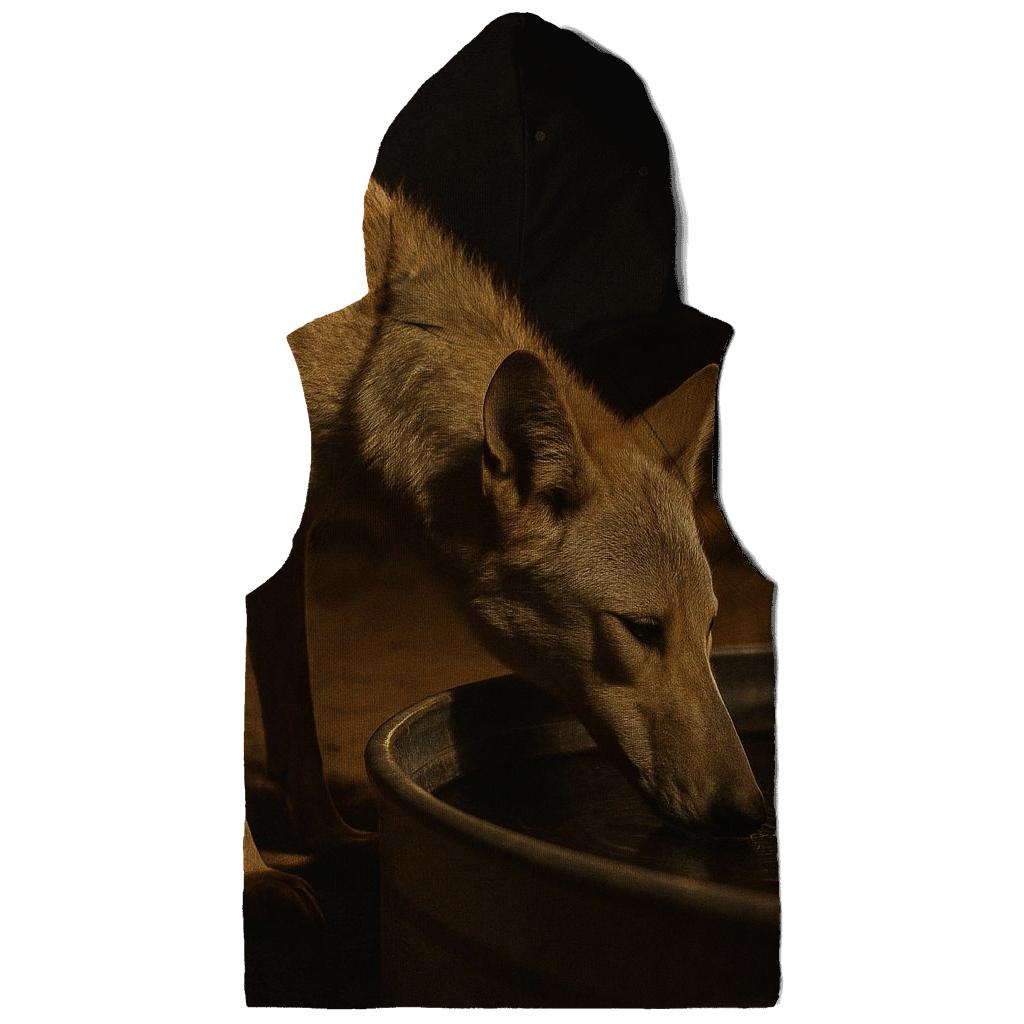 Desert Wolf Drinking At Remote Cistern At Night hoodie trends