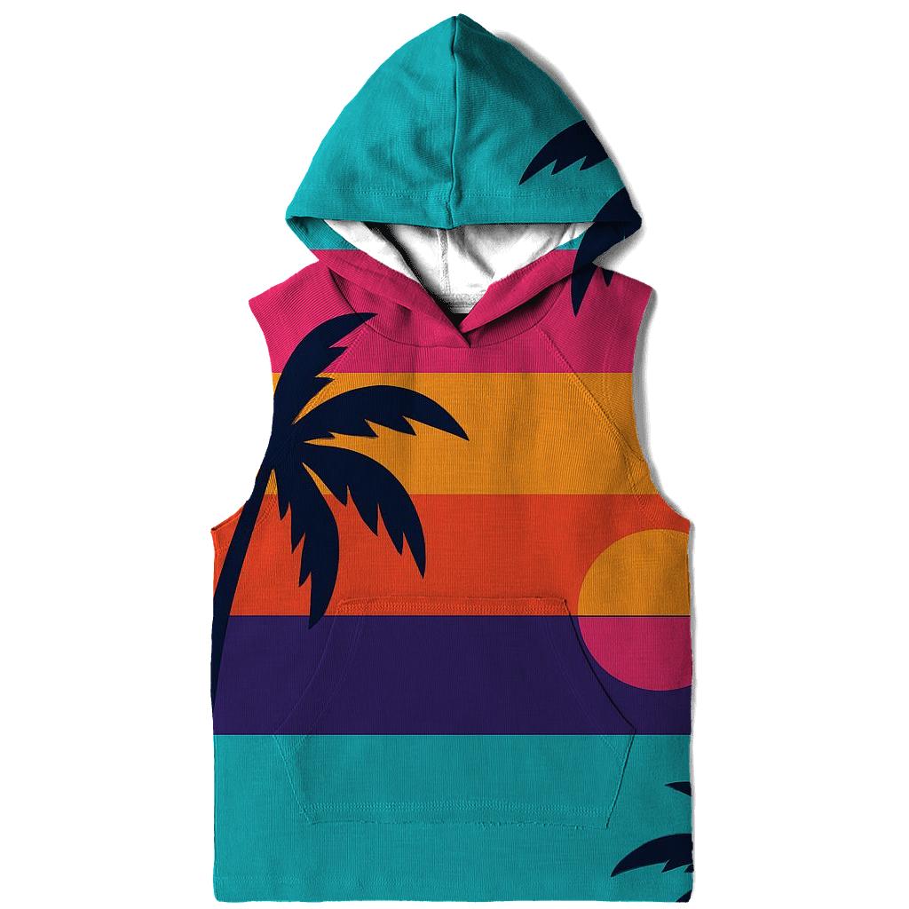 Neon Tropical Postcard Stripes zip-up hoodies