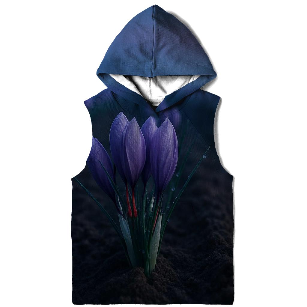 Saffron Crocus Rows In Pre Dawn Harvest Field pullover hoodies