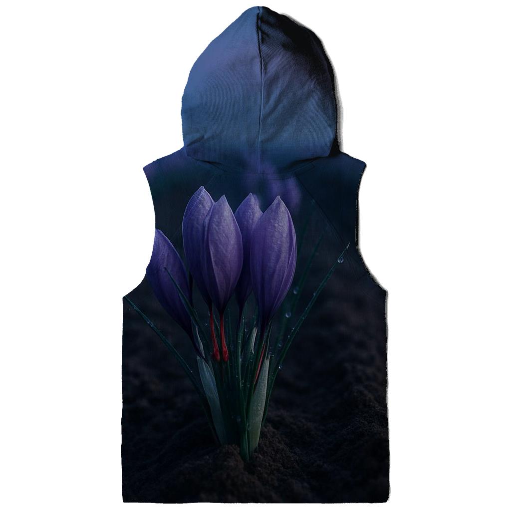 Saffron Crocus Rows In Pre Dawn Harvest Field pullover hoodies