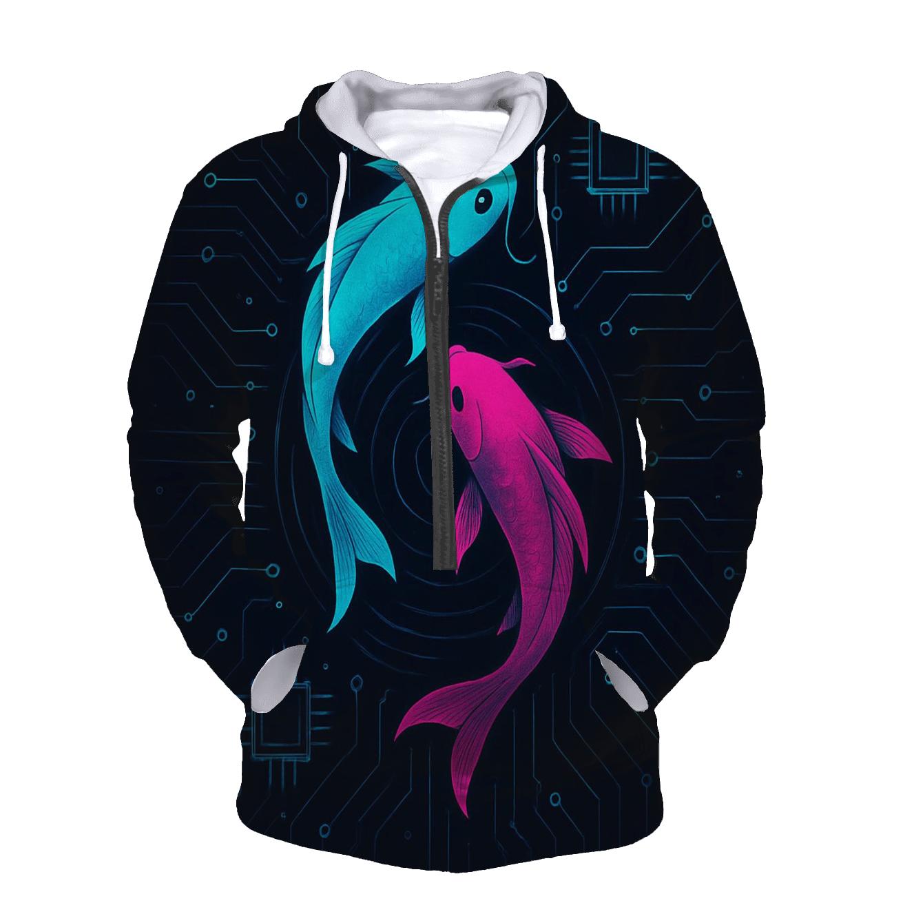 Neon Koi Circuit Stream pullover hoodies