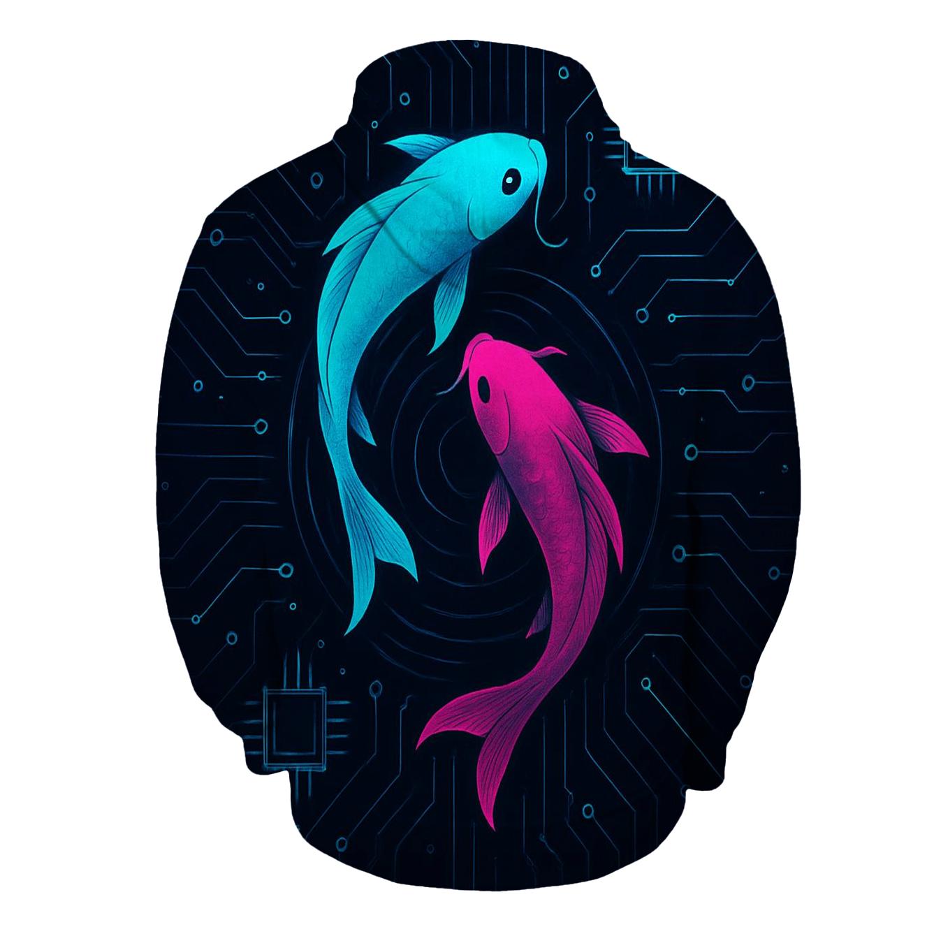 Neon Koi Circuit Stream pullover hoodies