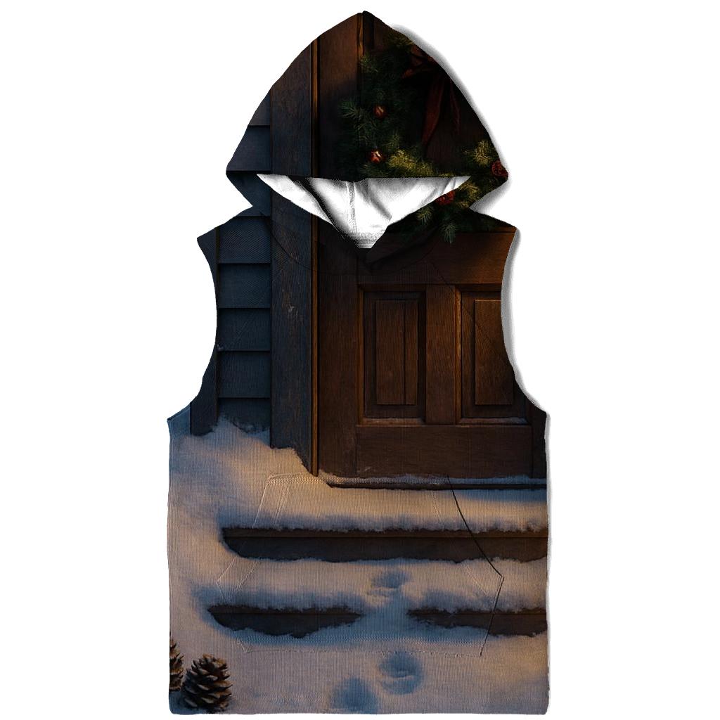 Evergreen Wreath At The Door With Footprints In Fresh Snow hoodie designs