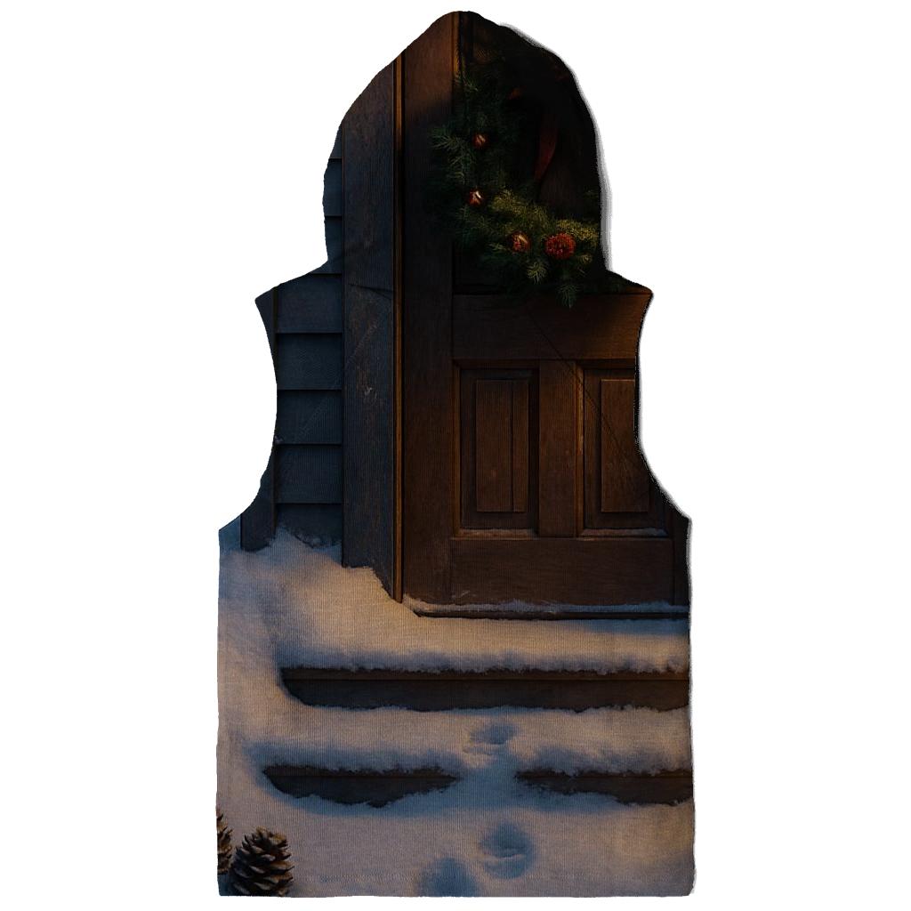 Evergreen Wreath At The Door With Footprints In Fresh Snow hoodie designs