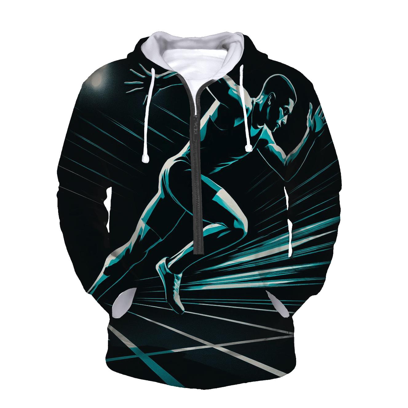 Midnight Sprint Lane Geometry zip-up hoodies