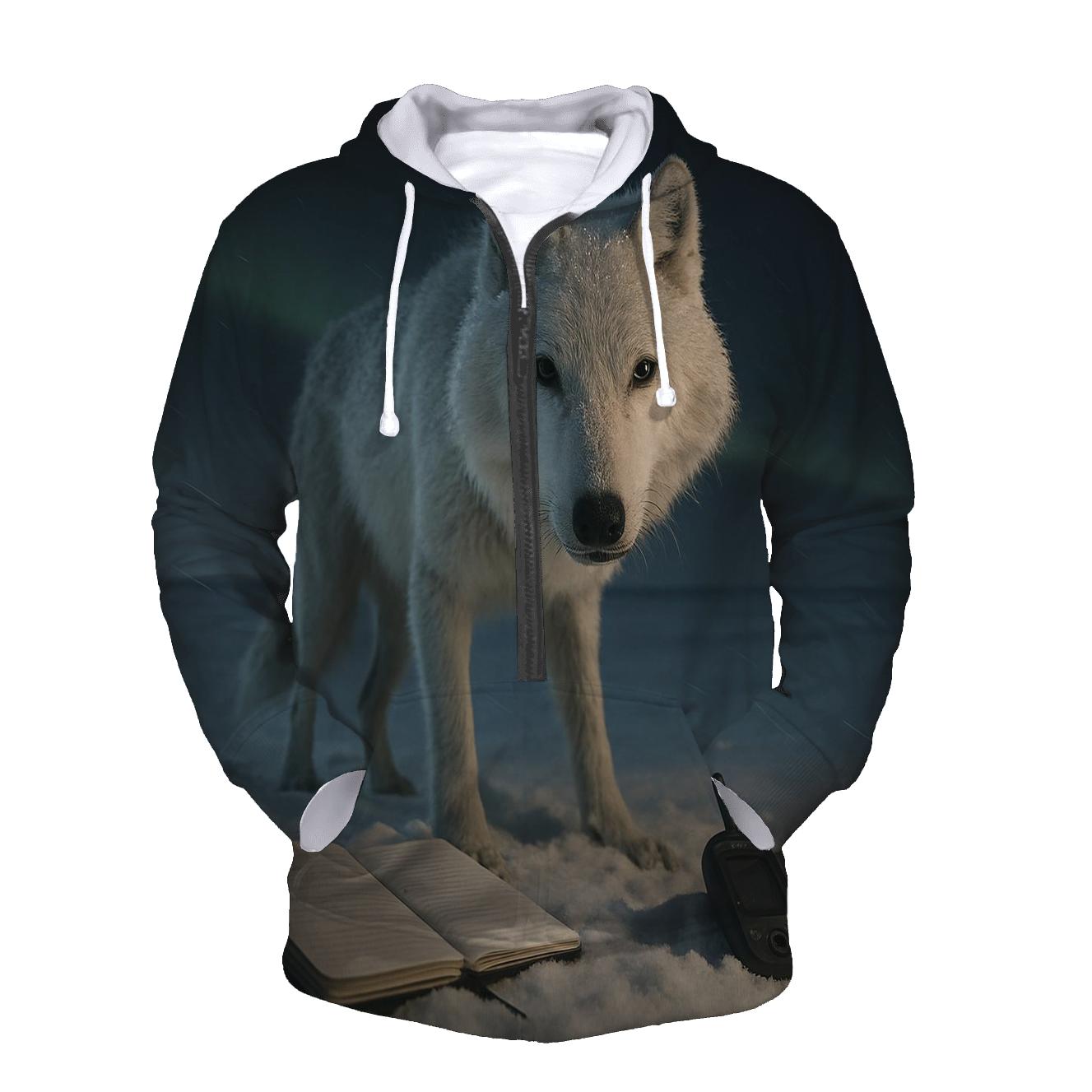 Tundra Wolf Under Aurora Field Notes hoodies fashion