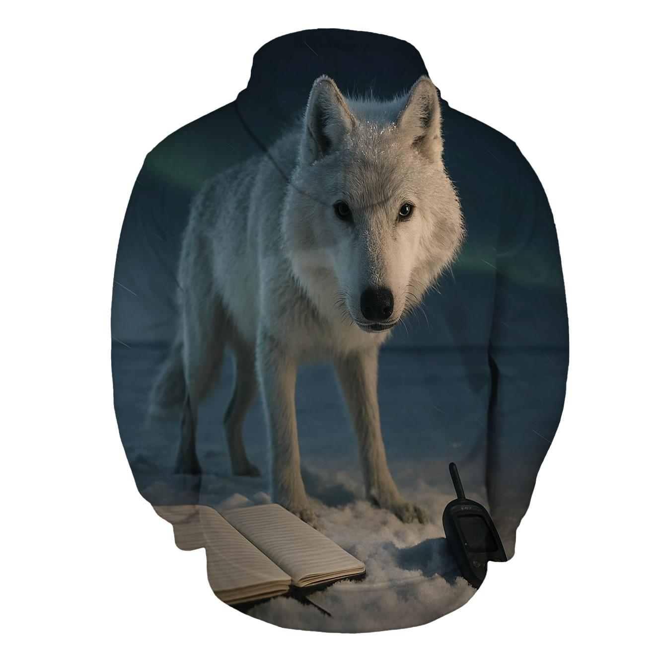 Tundra Wolf Under Aurora Field Notes hoodies fashion