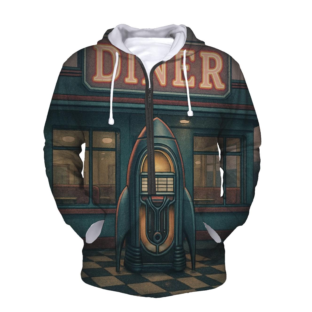 Faded Space Age Diner Neon Poster graphic hoodies