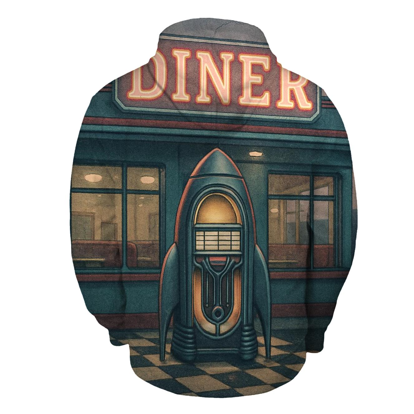 Faded Space Age Diner Neon Poster graphic hoodies