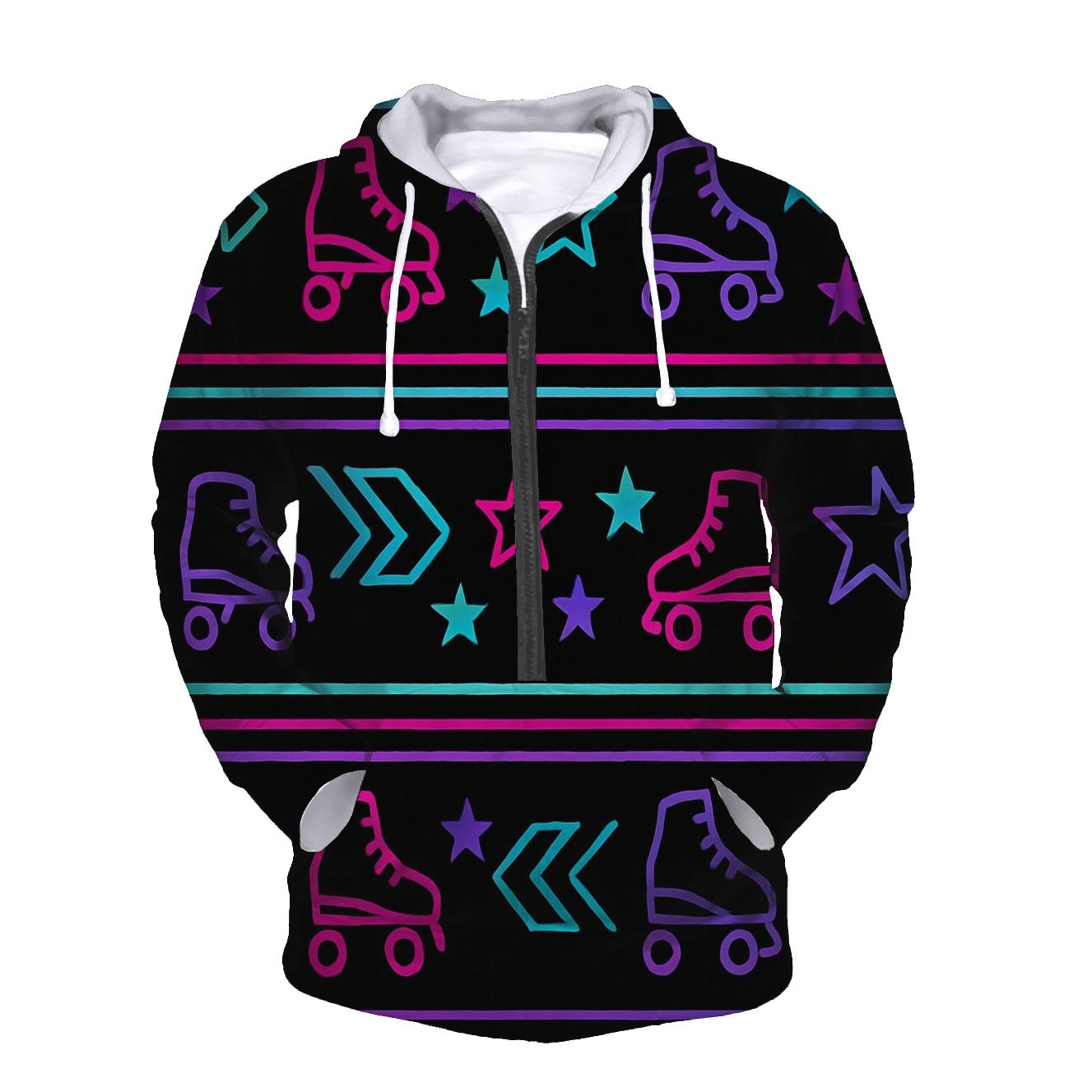 Neon Roller Rink Floor Pattern zip-up hoodies