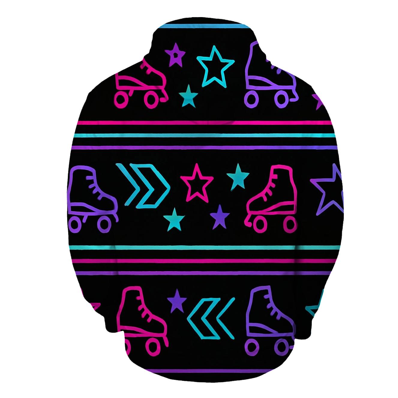 Neon Roller Rink Floor Pattern zip-up hoodies