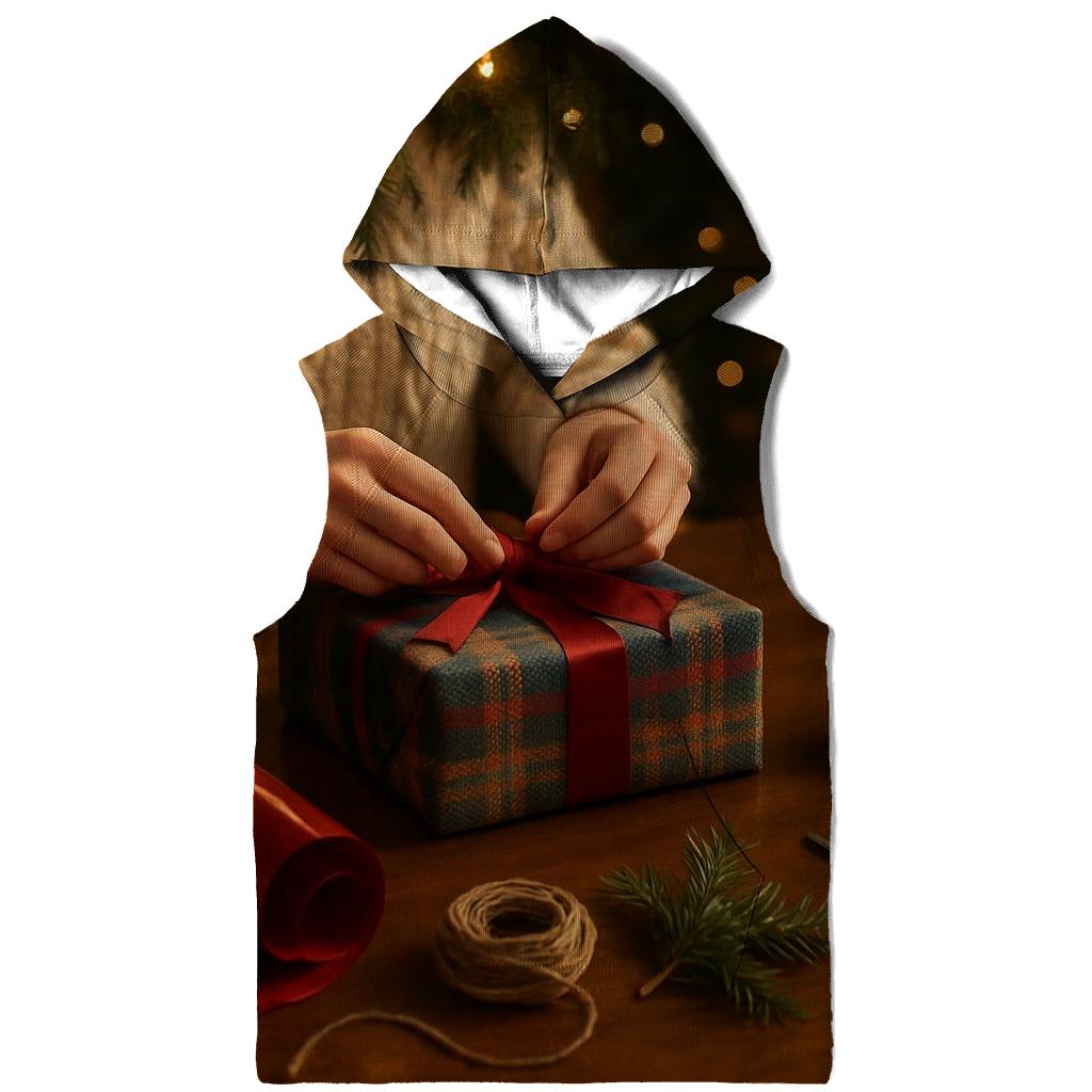 Gift Wrapping Table Under Soft Garland Light pullover hoodies