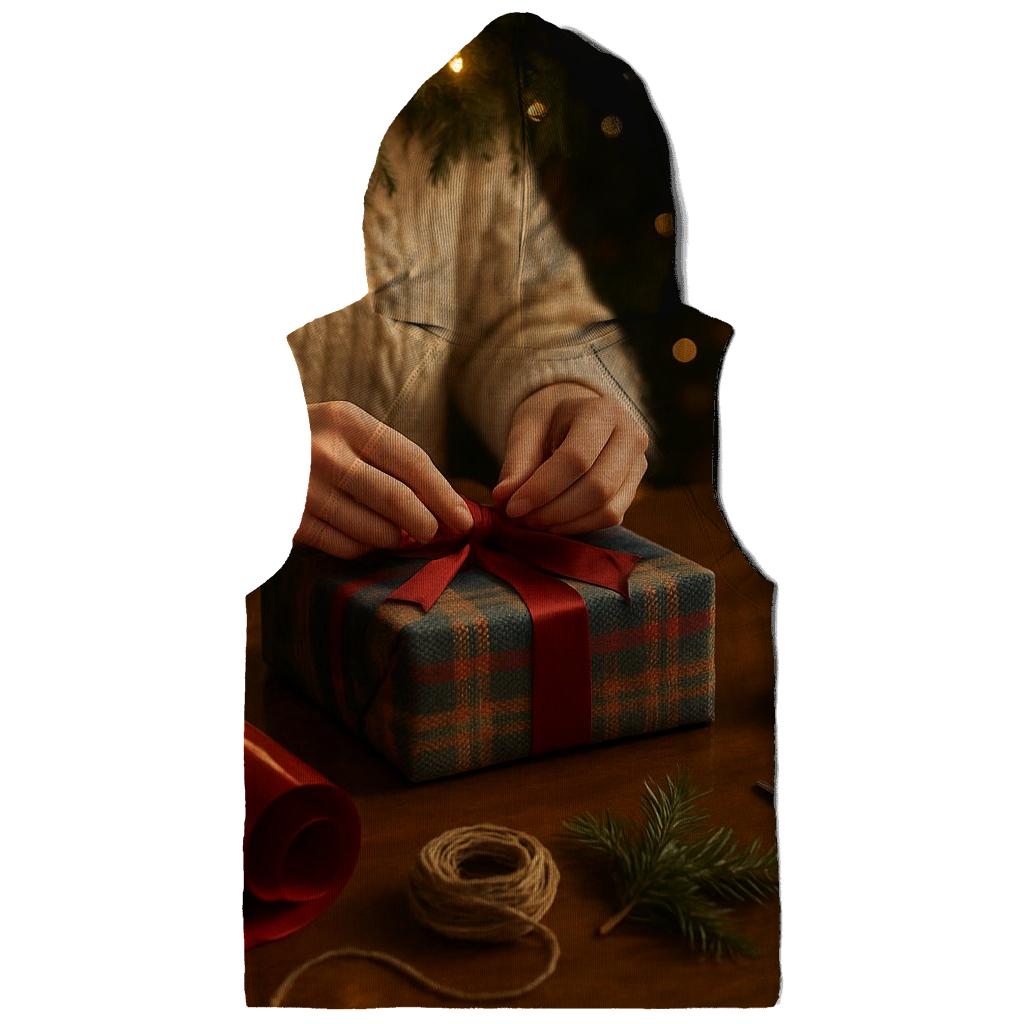 Gift Wrapping Table Under Soft Garland Light pullover hoodies