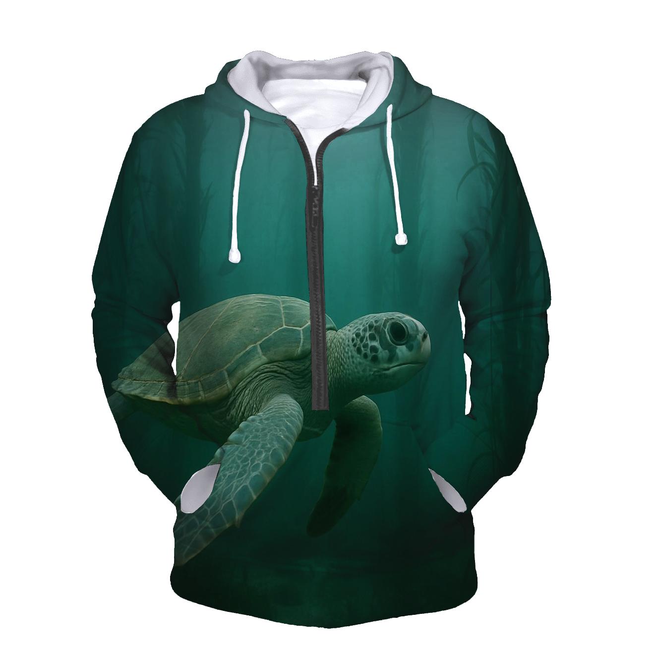 Kelp Forest Glide Green Sea Turtle lightweight hoodies