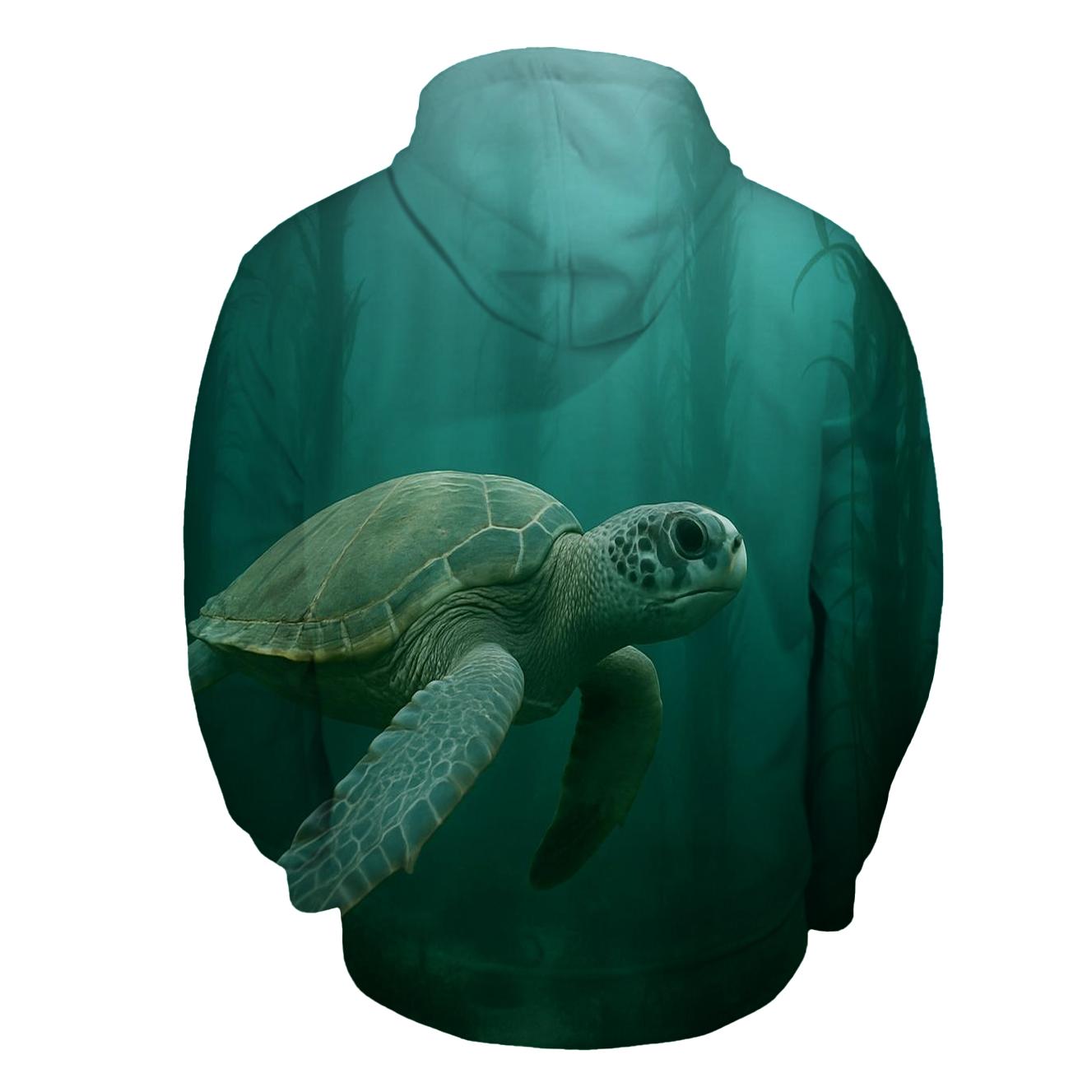 Kelp Forest Glide Green Sea Turtle lightweight hoodies