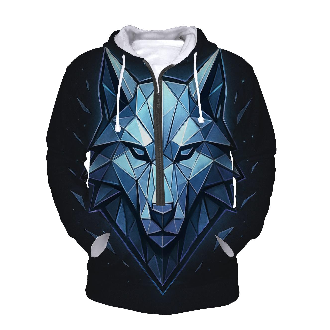 Prismatic Wolf Facet Emblem custom hoodies