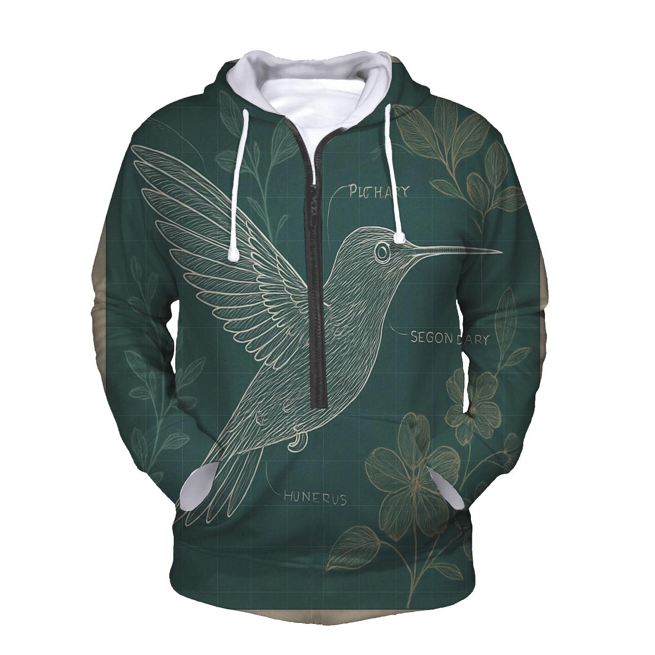 Botanical Blueprint Hummingbird graphic hoodies