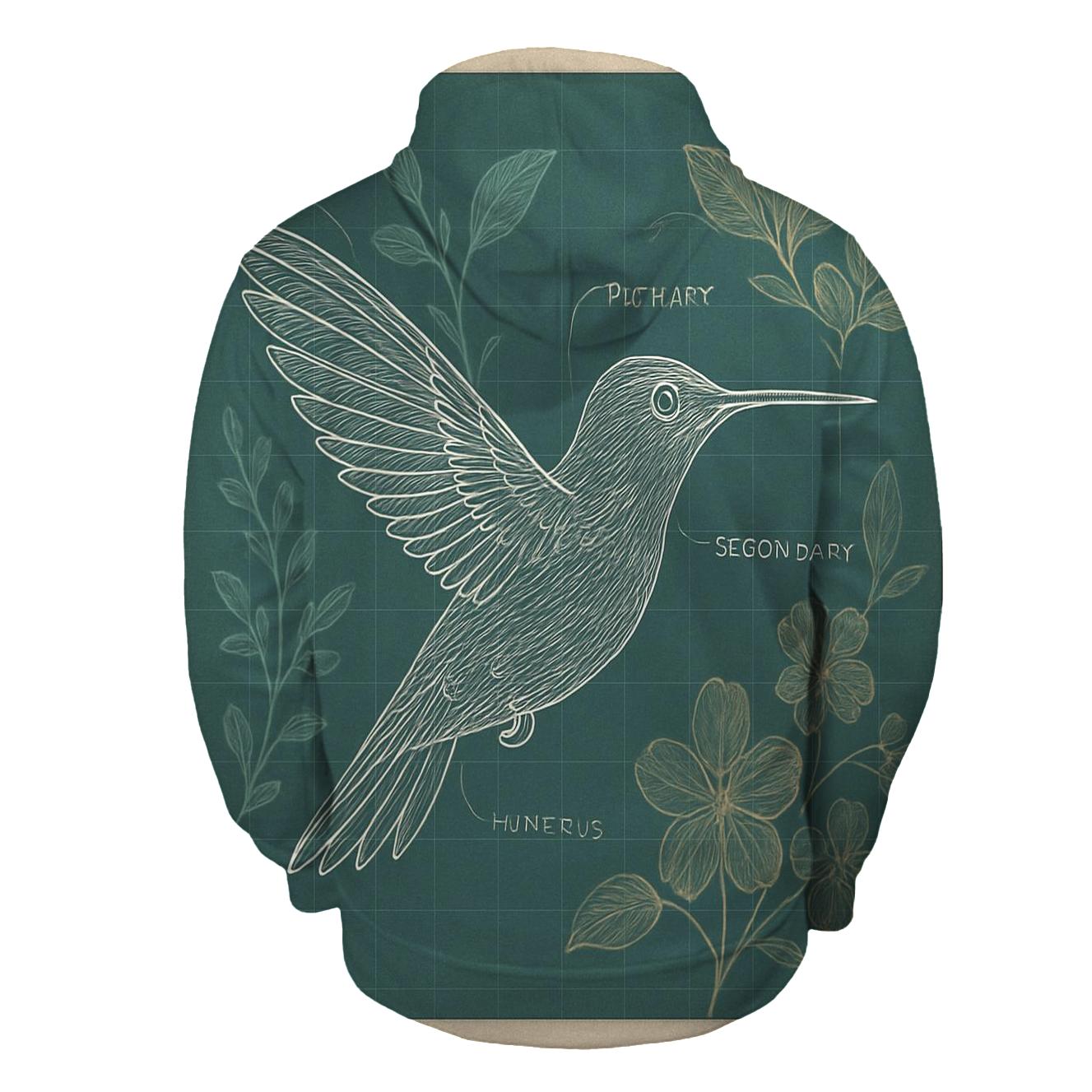 Botanical Blueprint Hummingbird graphic hoodies