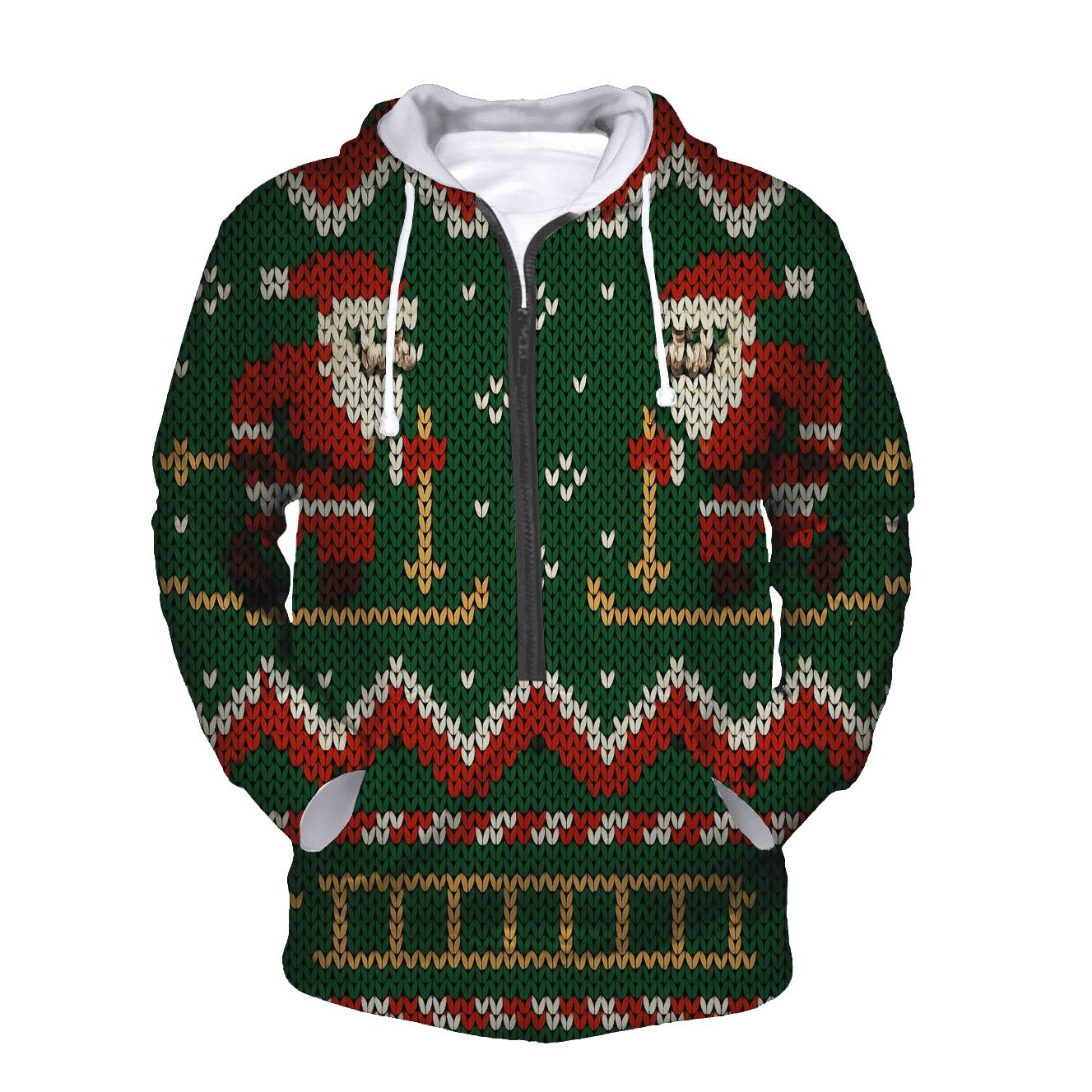 Skiing Santa Zigzag Panel Design hoodie styles