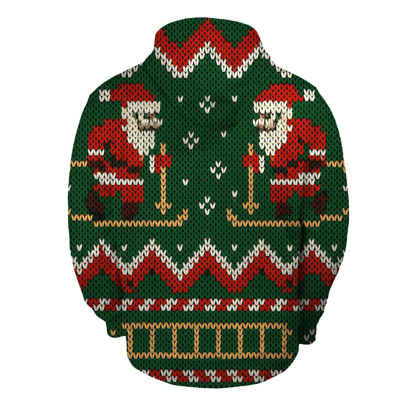 Skiing Santa Zigzag Panel Design hoodie styles