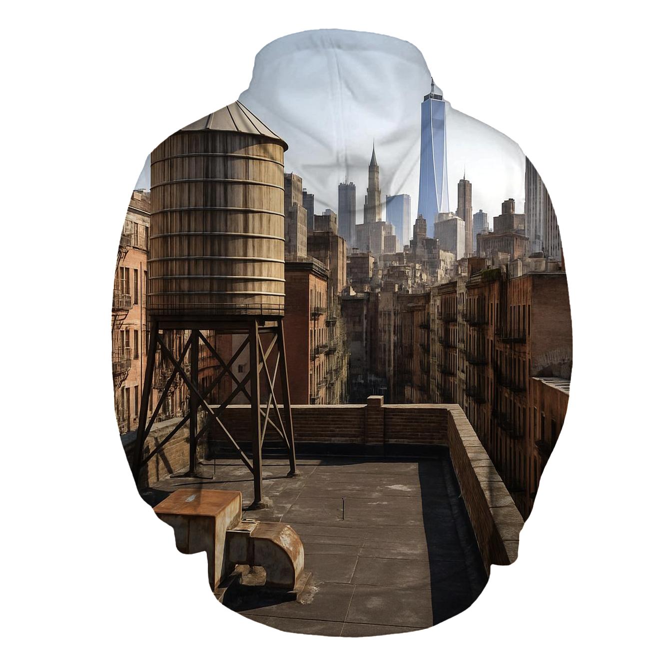 Chinatown Rooftop Water Tower With Downtown Backdrop pullover hoodies