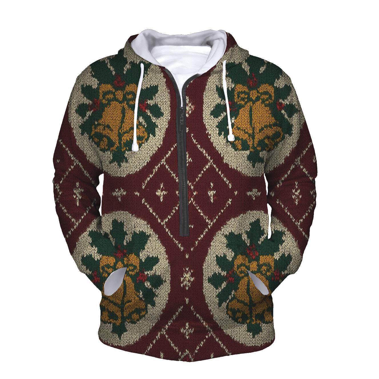 Holly And Bell Medallion Lattice Design printed hoodies