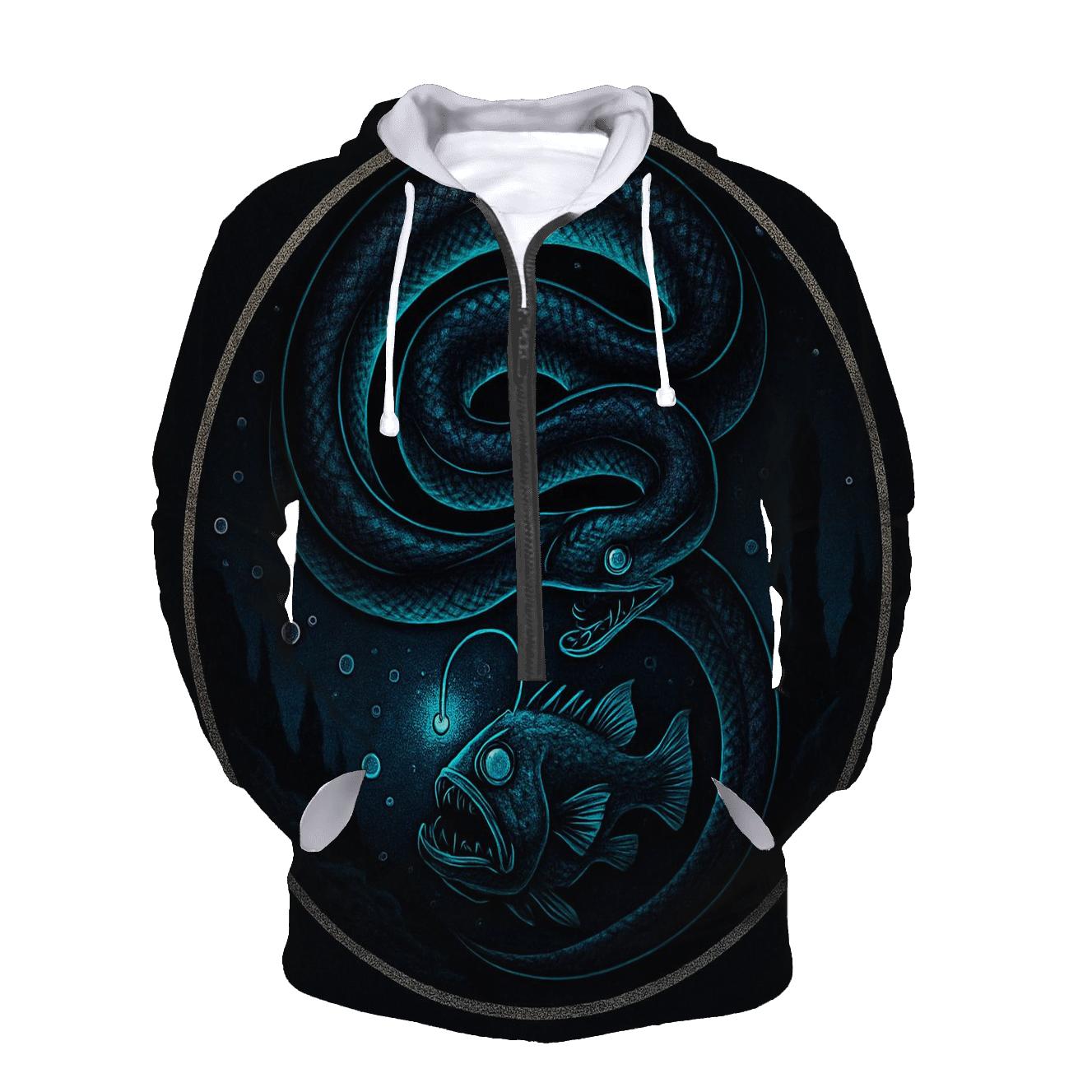 Deep Sea Bioluminescent Ouroboros graphic hoodies