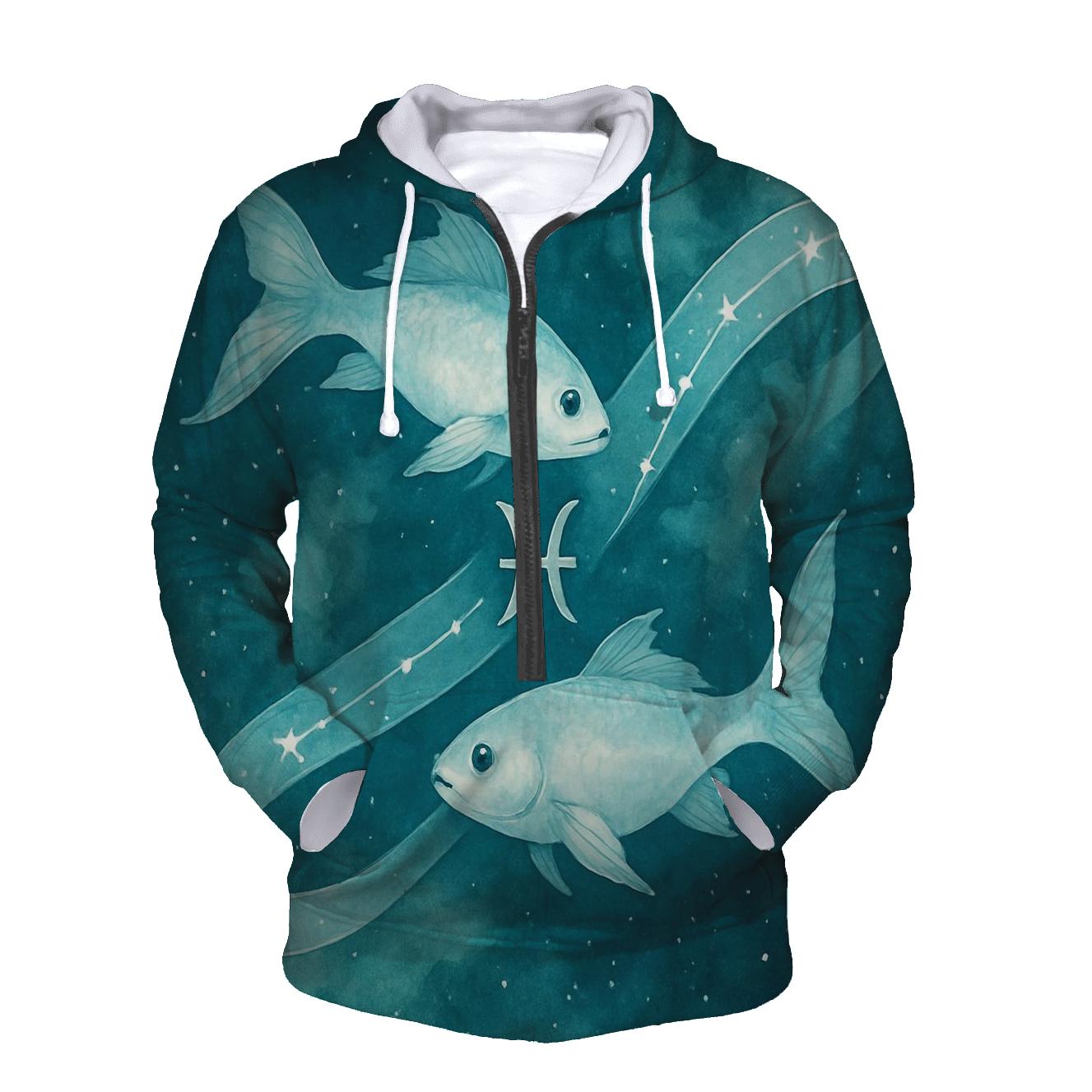 Pisces Twin Fish Cosmic Ribbon printed hoodies
