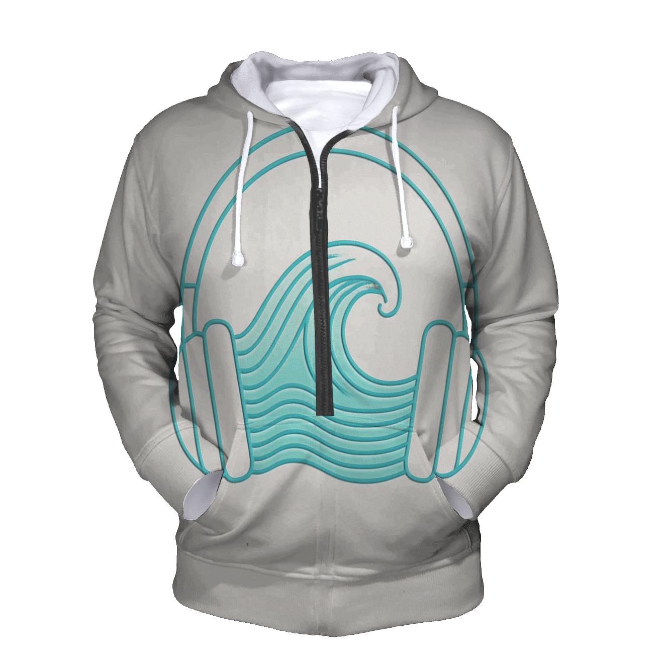 Headphone Ocean Waveform lightweight hoodies