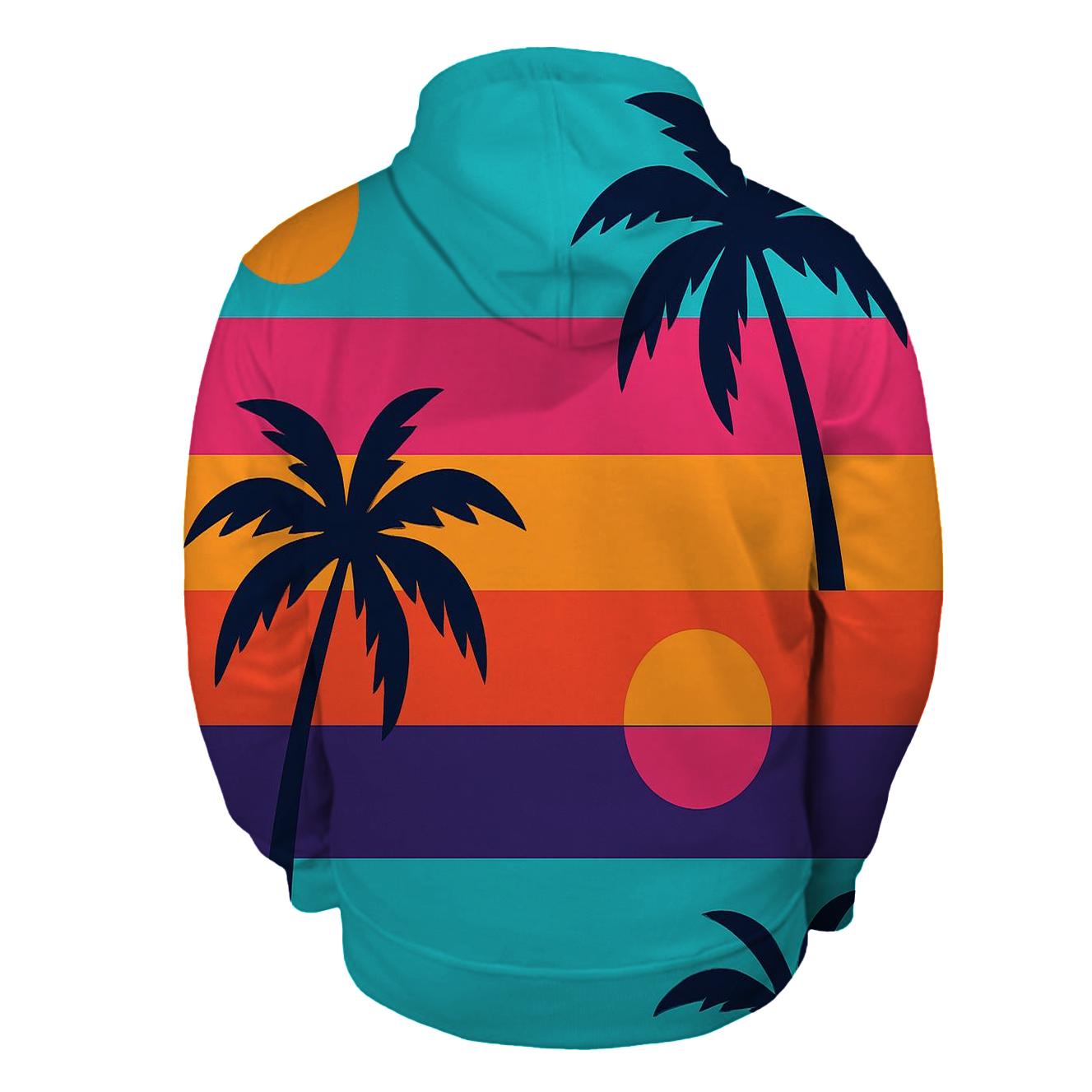 Neon Tropical Postcard Stripes graphic hoodies