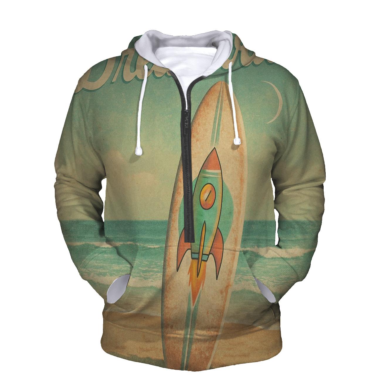 Faded Beach Surfboard With Rocket Decal hoodies fashion