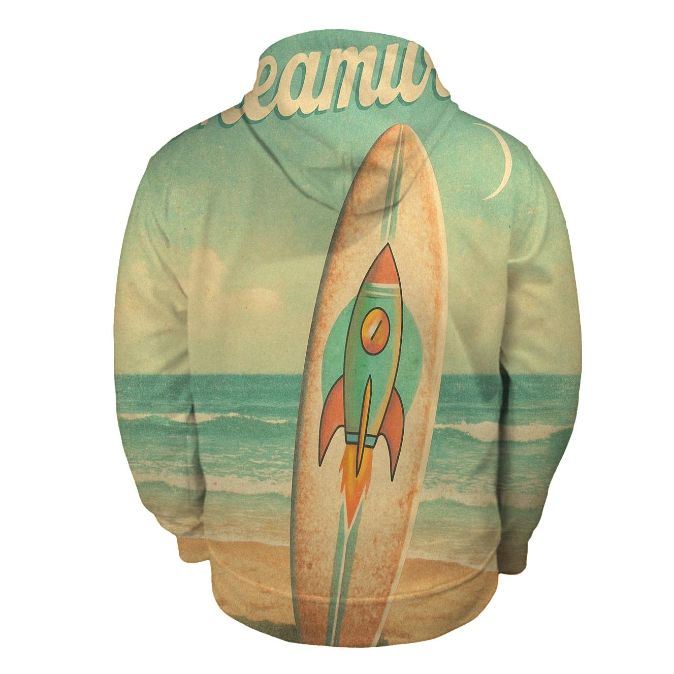 Faded Beach Surfboard With Rocket Decal hoodies fashion