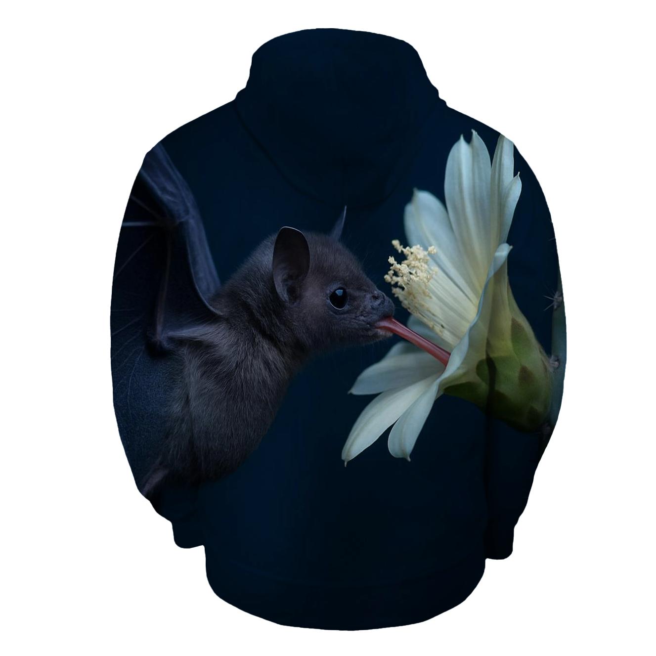 Night Bloom Pollination Long Tongued Bat embroidered hoodies