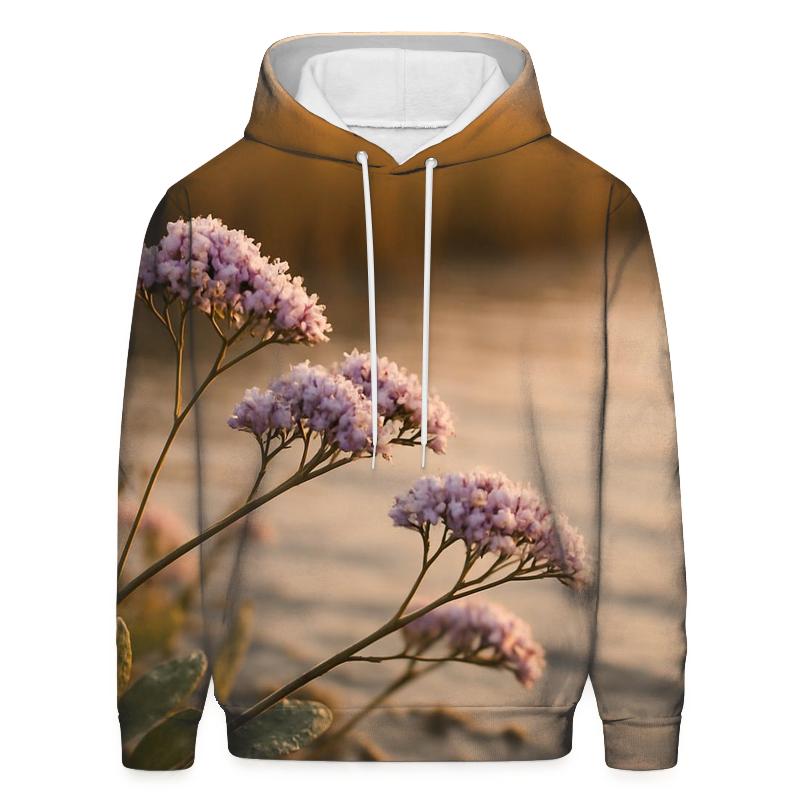 Salt Marsh Sea Lavender At High Tide Line embroidered hoodies